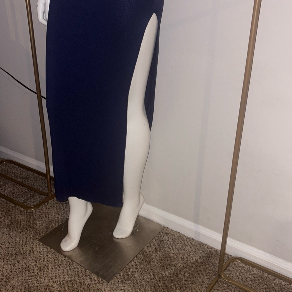 Lulu's Blue Ribbed Halter Maxi Dress - Picture 3 of 6